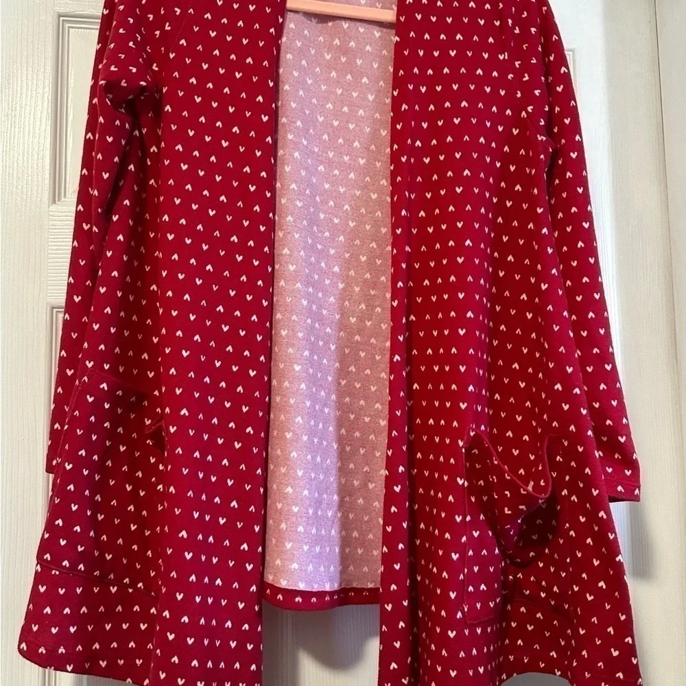 LulaRoe Red & White Cardigan with Pockets